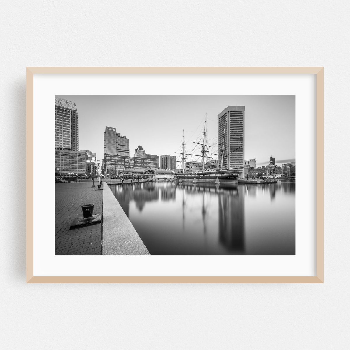 Skyline & USS Constellation B&W – image 1 of 6