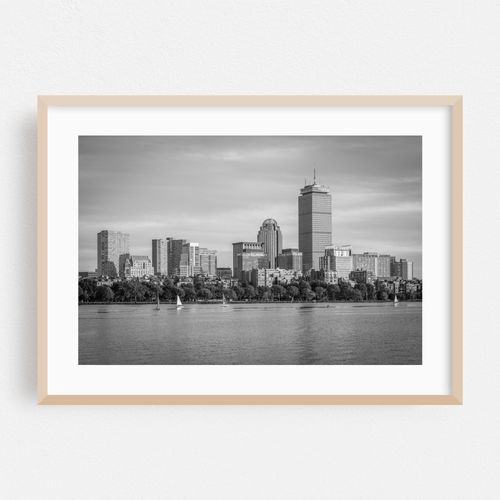 Charles River & the Boston Skyline B&W