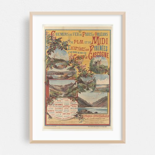 Chemins de fer de Paris à Orléans – excursions aux Pyrénées et aux bains de mer du golfe de Gascogne (1890s)