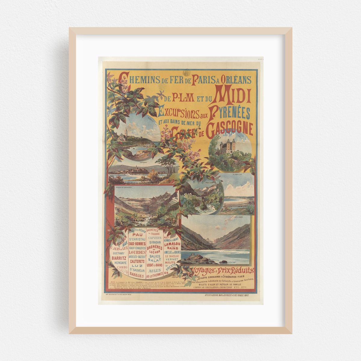 Chemins de fer de Paris à Orléans – excursions aux Pyrénées et aux bains de mer du golfe de Gascogne (1890s) – image 1 of 4