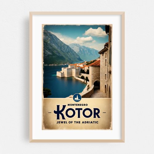 Kotor Travel Poster – Adriatic Coastal Illustration