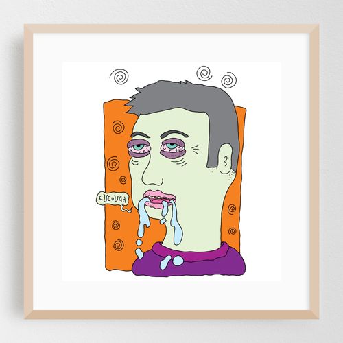 PRE-VOMIT EXCESSIVE DROOLING, Artist's Self-Portrait, illustration