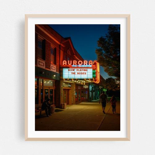 Aurora Theatre at Night, East Aurora