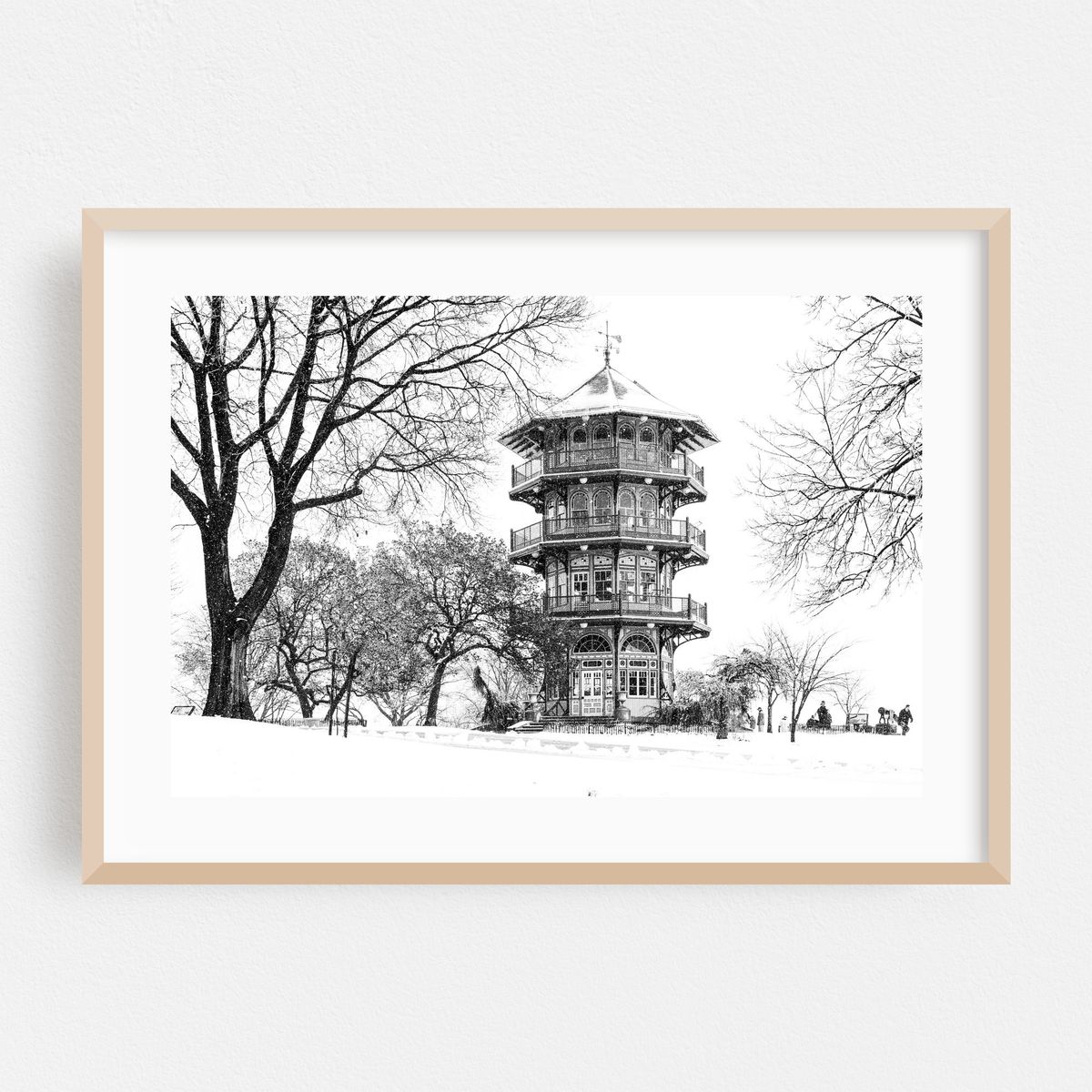 Snowy Patterson Park Pagoda B&W – image 1 of 6