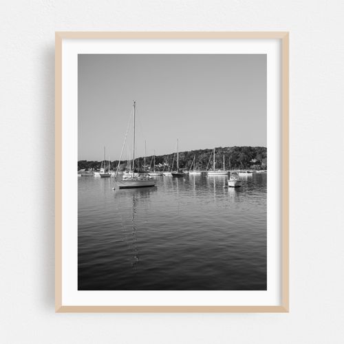 Boats in Northport Harbor B&W