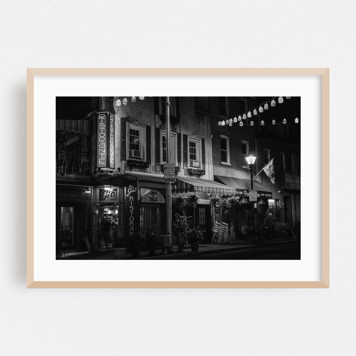 Cafe? Gia at Night B&W – image 1 of 6