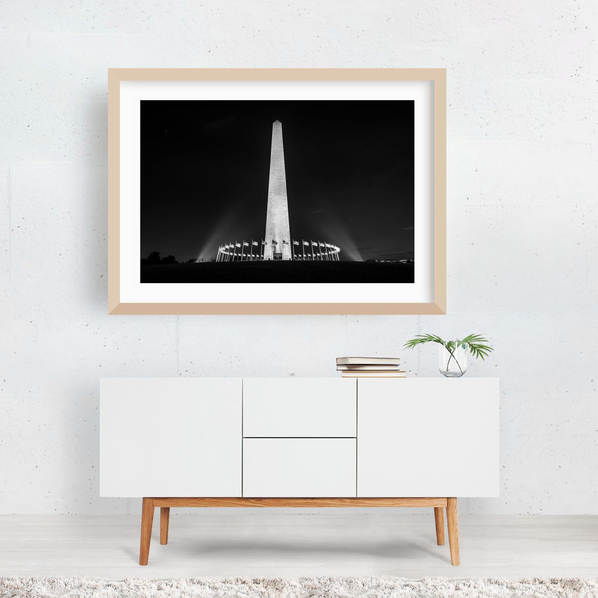 The Washington Monument 02 B&W On the Roadside Posters, Framed Wall