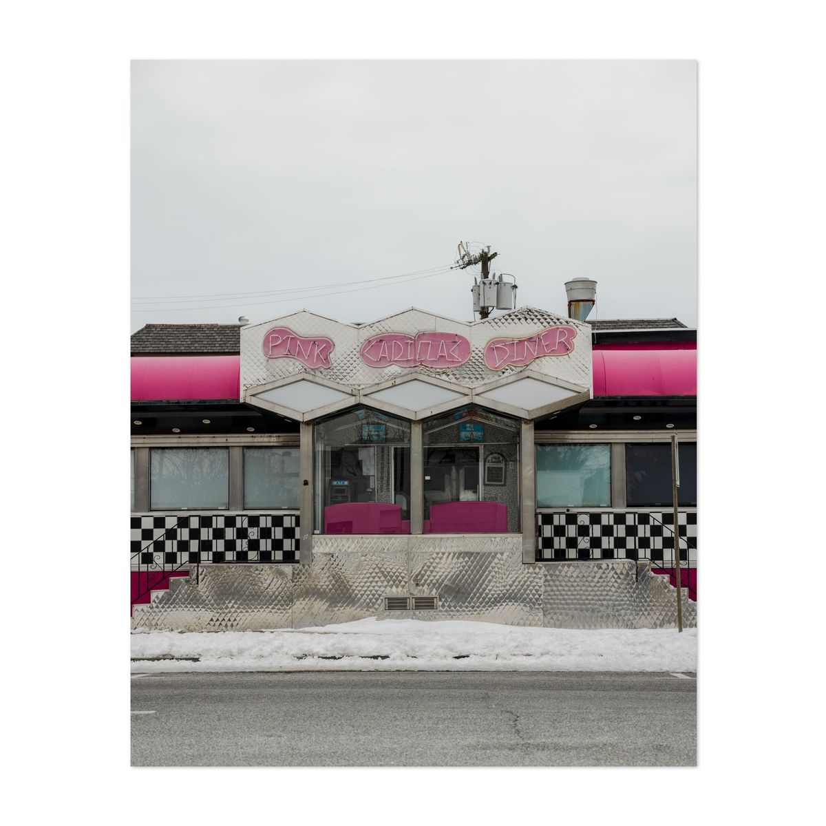Pink Cadillac Diner in Winter – image 1 of 2