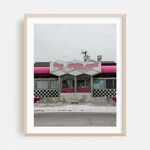Pink Cadillac Diner in Winter