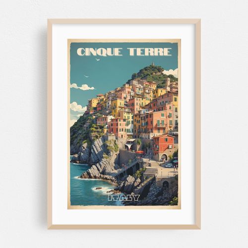 Cinque Terre Serenity: Vintage Travel Poster