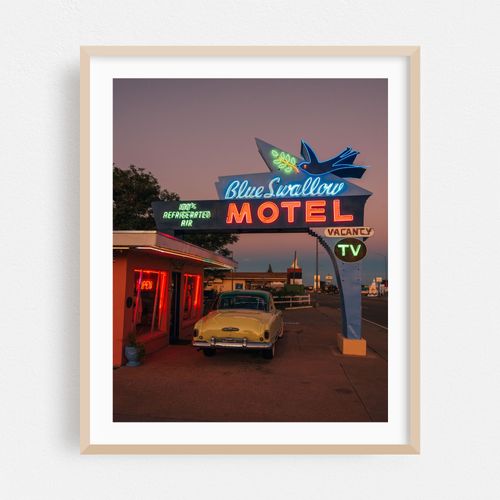 Blue Swallow Motel at Sunset, Route 66 02