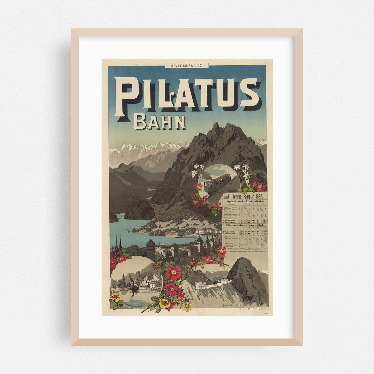 Switzerland. Pilatus Bahn. Sommer-Fahrplan 1892. Alpnach-Stad – Pilatus-Kulm (1892) – image 1 of 4