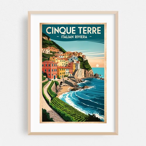 Cinque Terre Vintage Poster – Italian Riviera Art Print