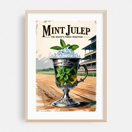 Mint Julep Cocktail Poster: Vintage Southern Charm
