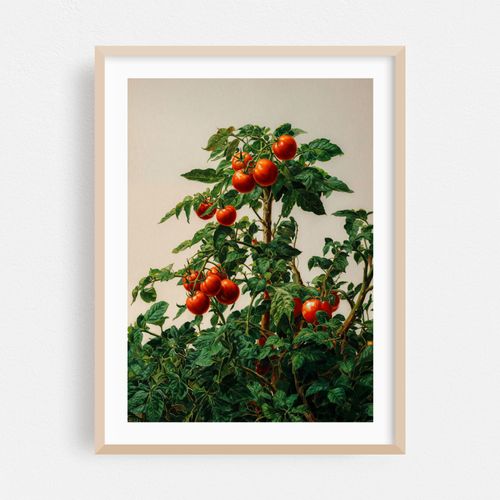 Japanese Tomato Wall Art Botanical Tomato Girl Summer Sage Green Poster Red Tomato Painting Japandi vegetable Kitchen Wall Art