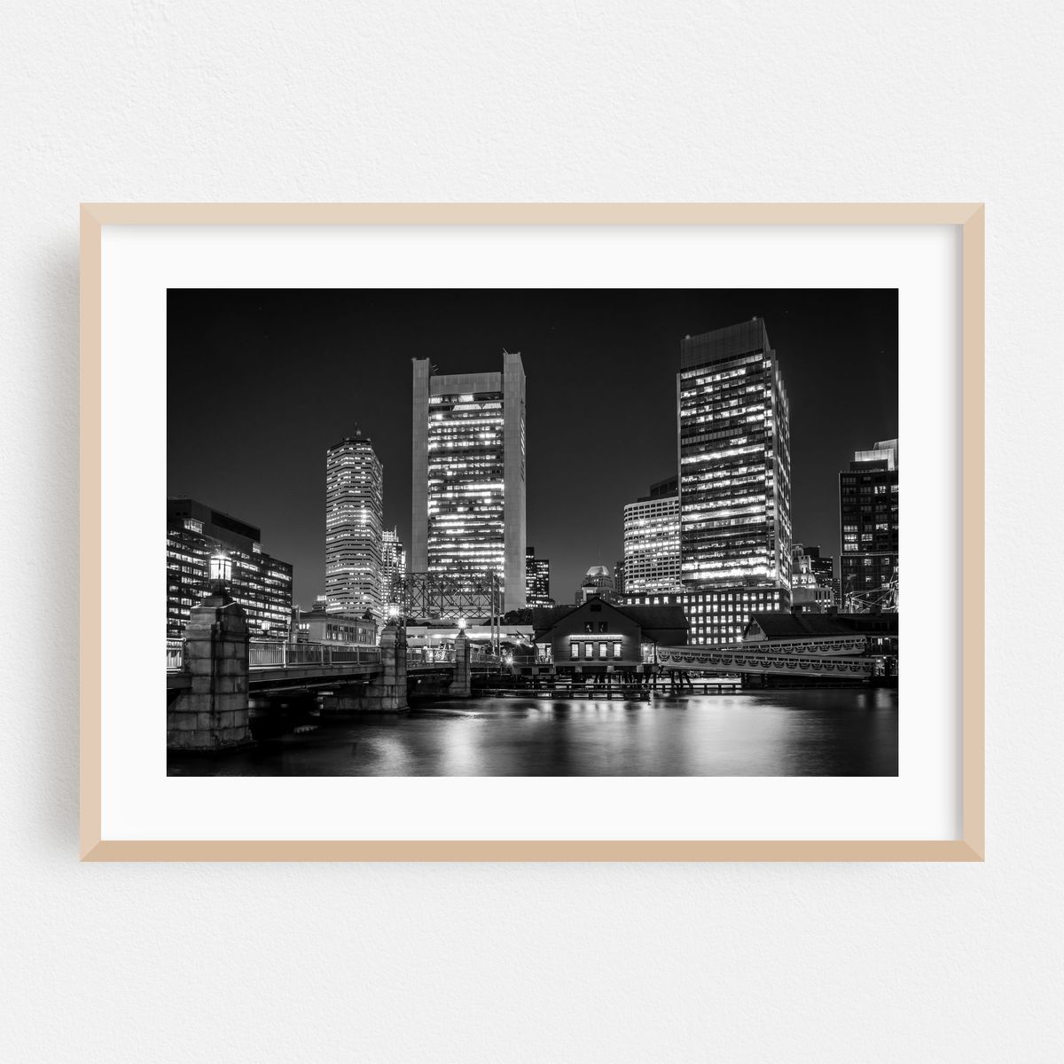 The Boston Skyline & Fort Point Channel B&W – image 1 of 6