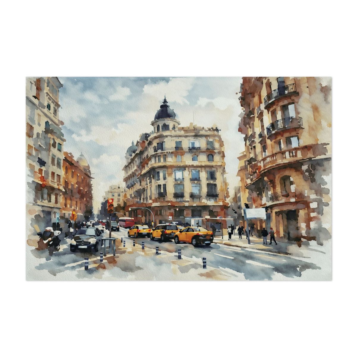 Barcelona Via Laietana Watercolor Painting – image 1 of 2