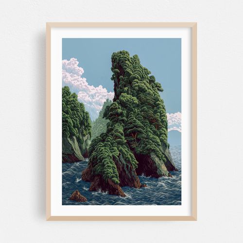 Japanese Wall Art Sage Green Poster Japanese Painting coastal japandi Art chinoiserie Wall Art Maximalist Art
