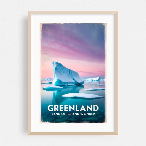 Greenland Vintage Travel Poster – Land of Icebergs and Wonders