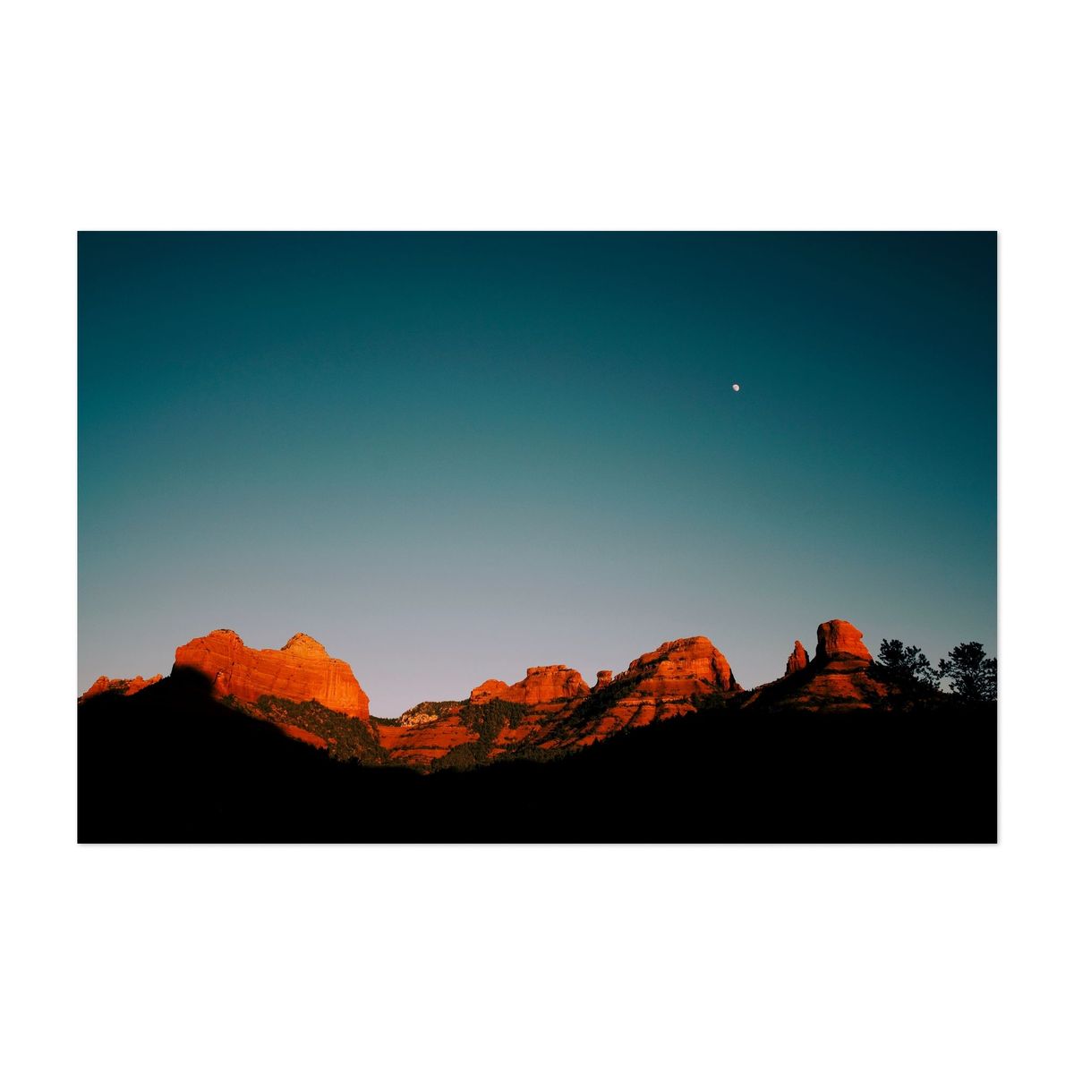 Red Rock Landscape at Sunset With Moon – image 1 of 2