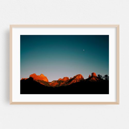 Red Rock Landscape at Sunset With Moon