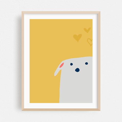 Cute Dog Yellow Hearts
