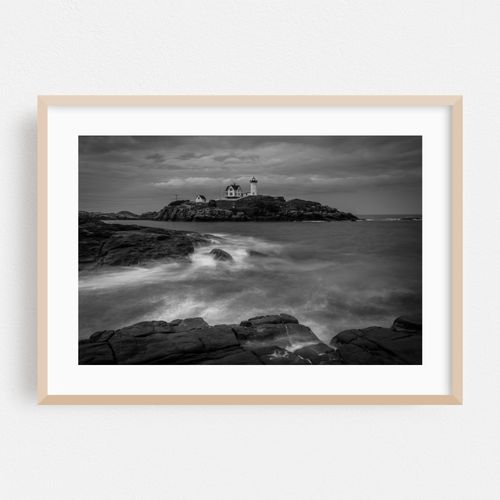 Nightfall at Nubble B&W