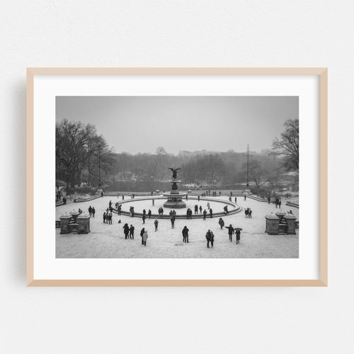 Bethesda Fountain Winter B&W