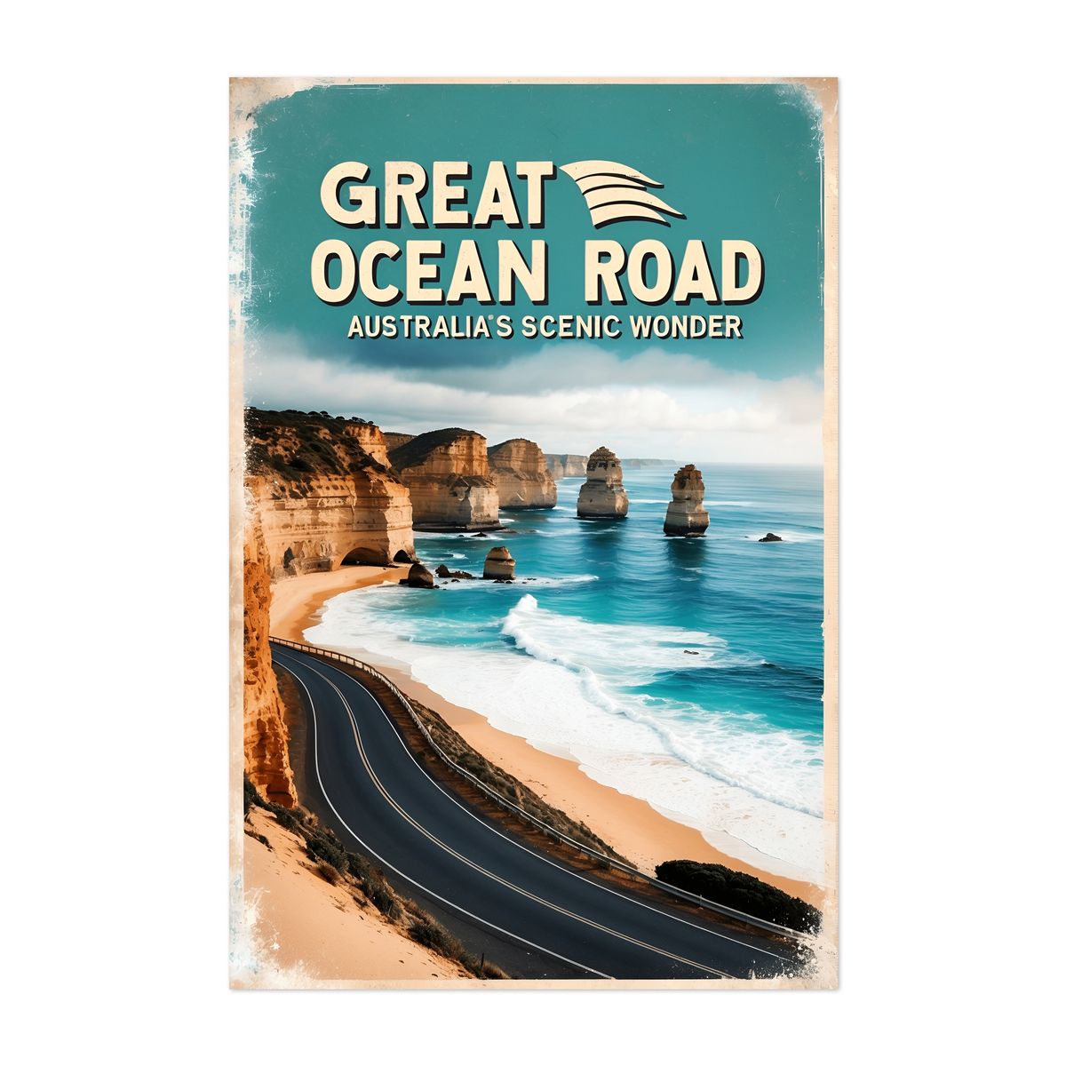 Great Ocean Road Vintage Travel Poster – Australia’s Scenic Wonder – image 1 of 2