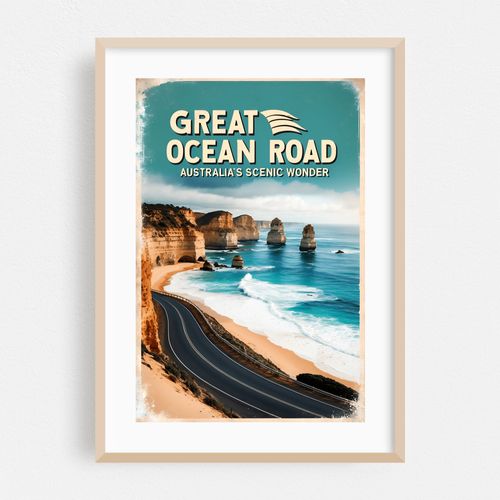 Great Ocean Road Vintage Travel Poster – Australia’s Scenic Wonder