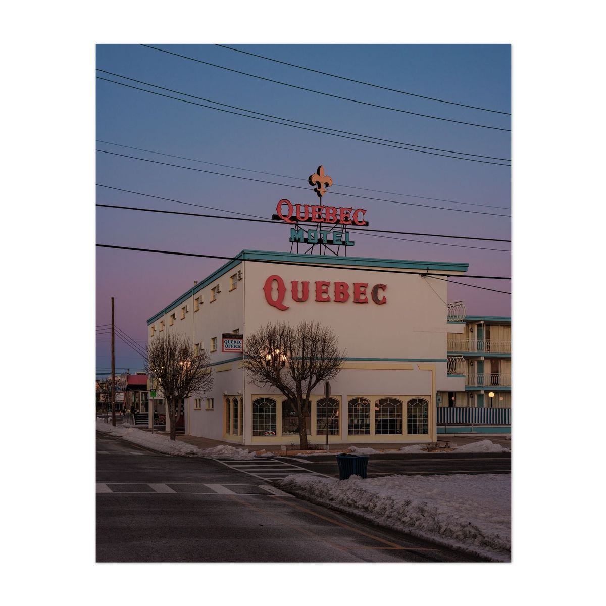 Quebec Motel in Winter at Sunset – image 1 of 2