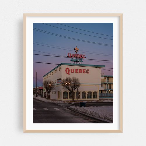 Quebec Motel in Winter at Sunset