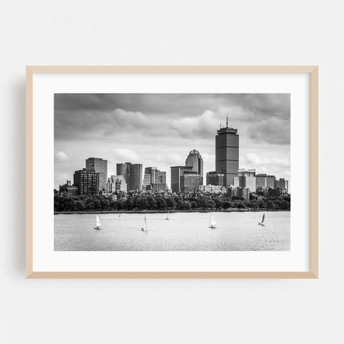 Charles River & The Boston Skyline B&W