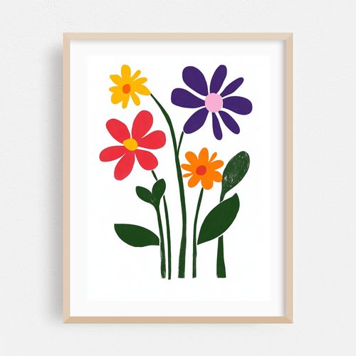 Colorful Daisy Flowers Illustration on White Background