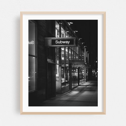 Subway Neon Sign, Midtown B&W