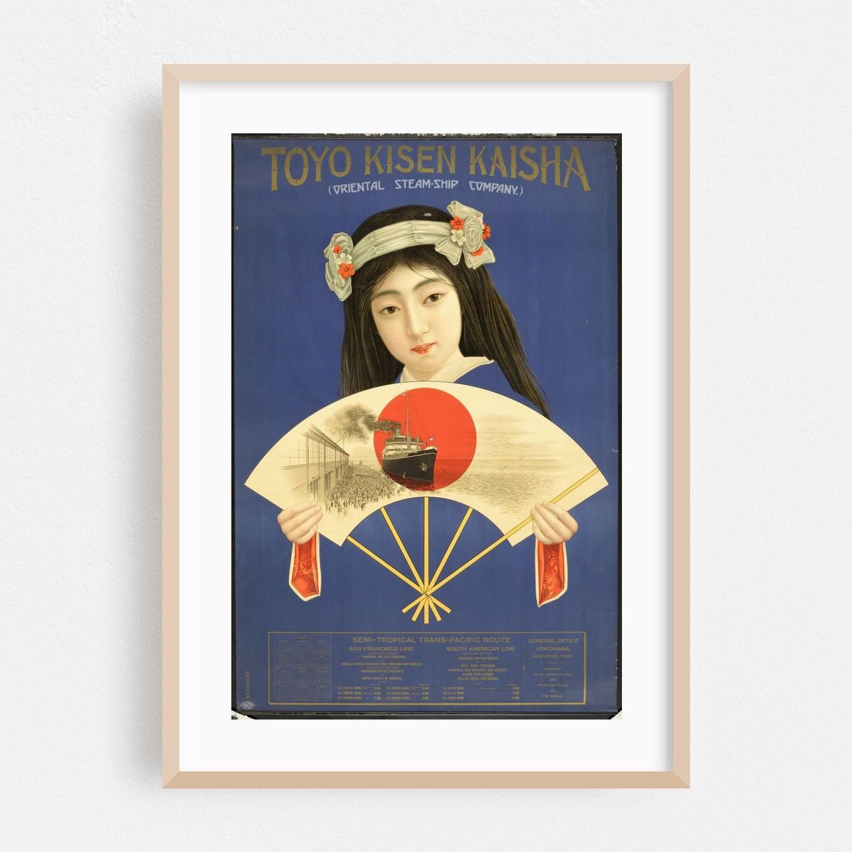 Toyo Kisen Kaisha = Oriental Steam-Ship Company [Woman With A Fan] (1917) – image 1 of 4