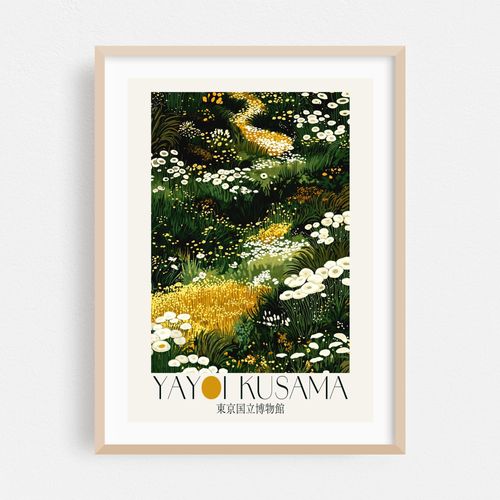 Yayoi Kusama Poster maximalist sage green Dopamine Decor Japanese Floral Wall Art Japandi Art Nouveau Wabi Sabi Print Botanical Wall Art