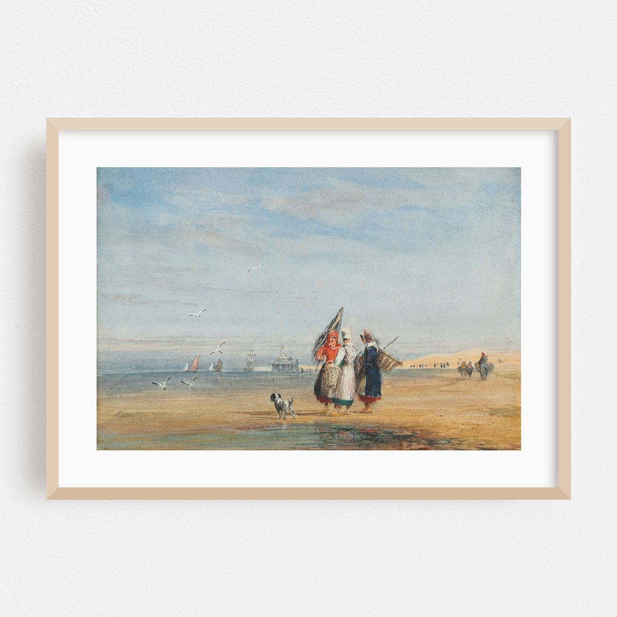 Calais beach with shrimpers and a dog – image 1 of 6