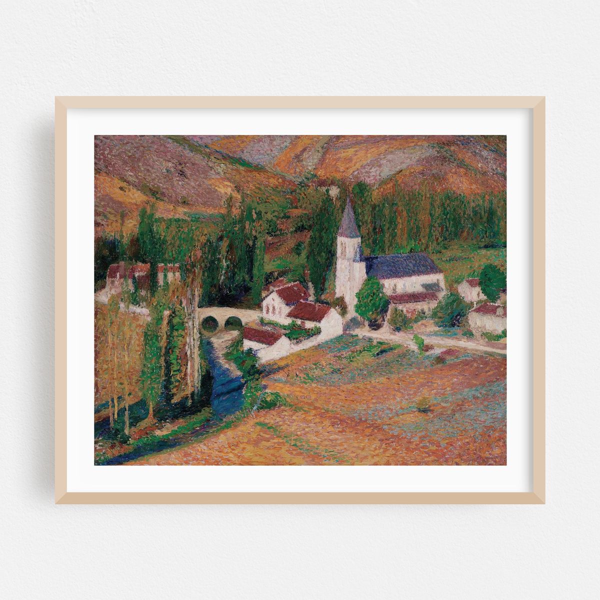 L’église de Labastide-du-Vert avec le pont et la rivère, un soir d’automne – image 1 of 5