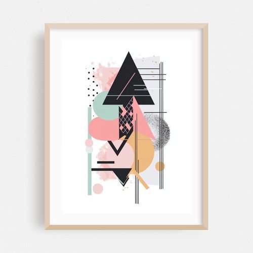 Abstract Geometric Composition with Pastel Colors and Textures