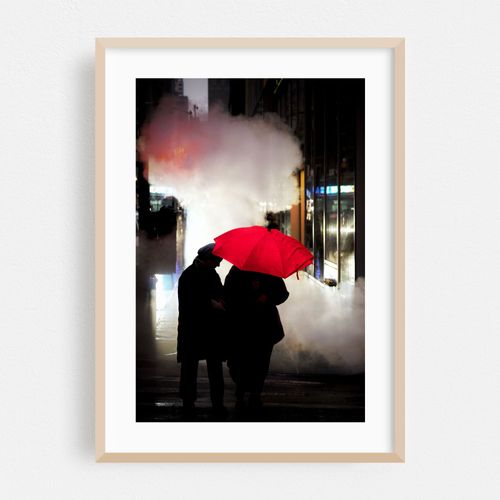 Red Umbrella in the Mist