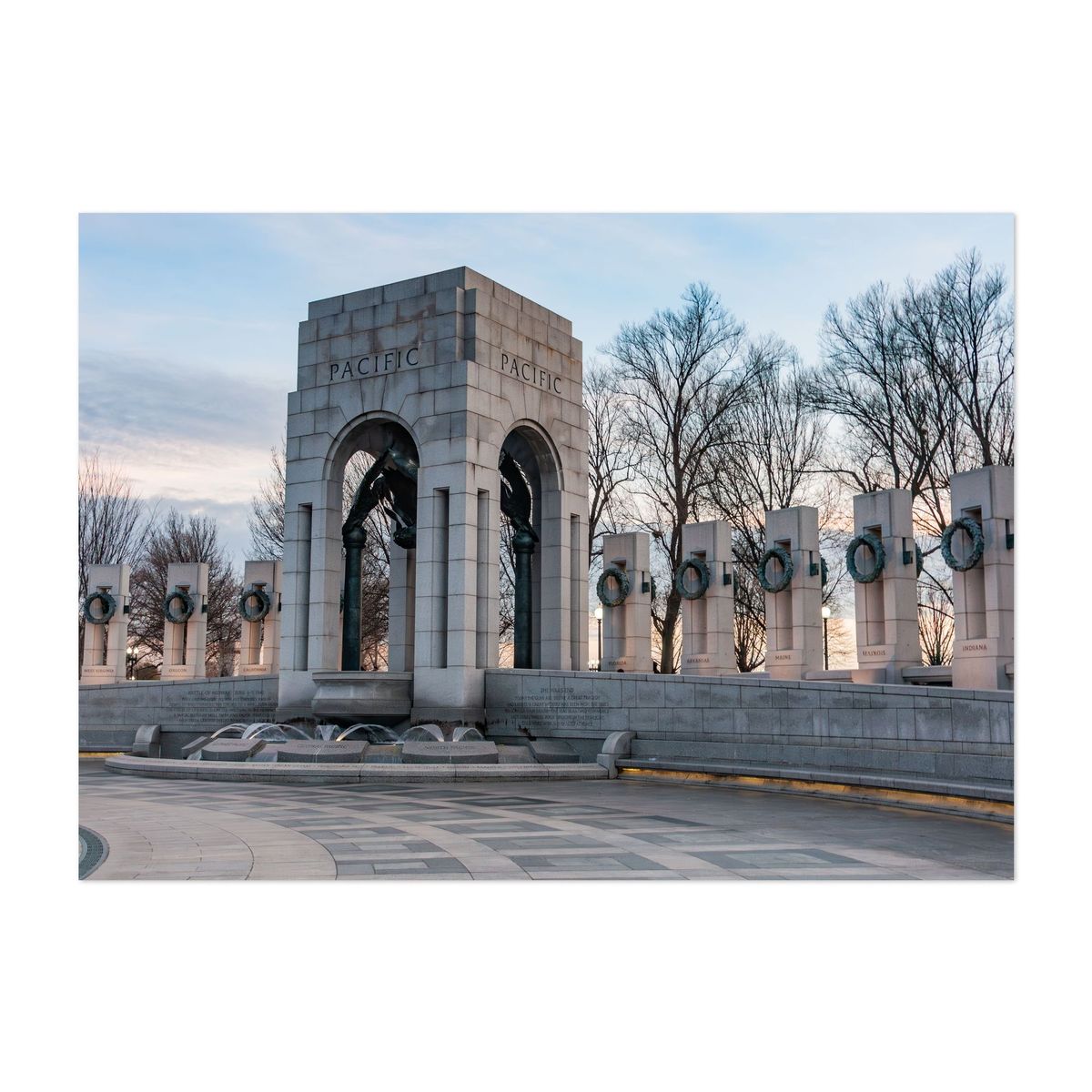 Winter Sunset at the World War Two Memorial, Washington D – image 1 of 2