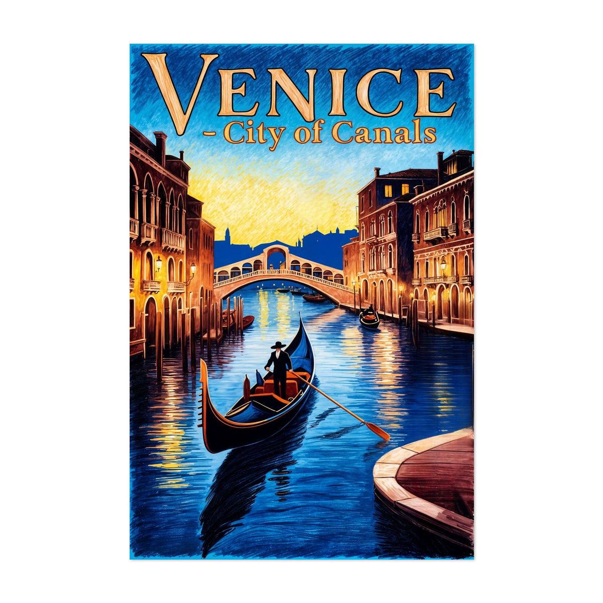 Retro Travel Poster: Romantic Canals of Venice – image 1 of 2