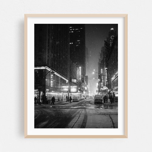 Snowy 44th Street, Theater District B&W