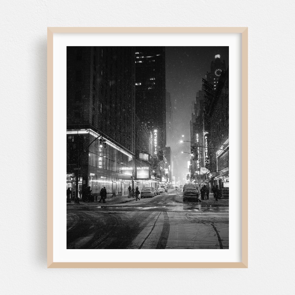 Snowy 44th Street, Theater District B&W – image 1 of 12