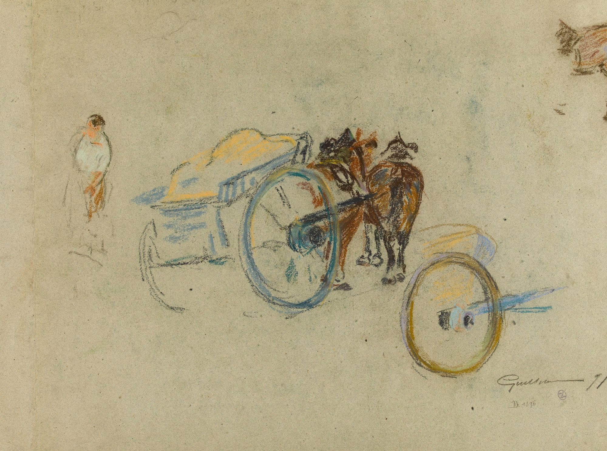 Tombereau attelé de deux chevaux (1871)
