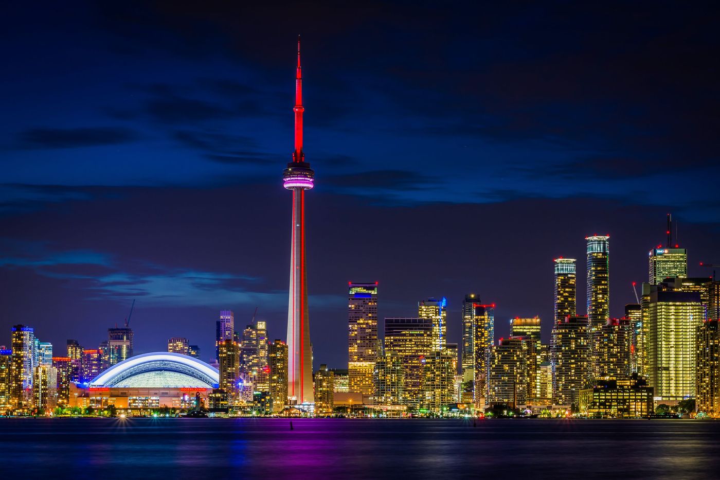 Toronto Skyline from Centre Island On the Roadside Posters, Framed