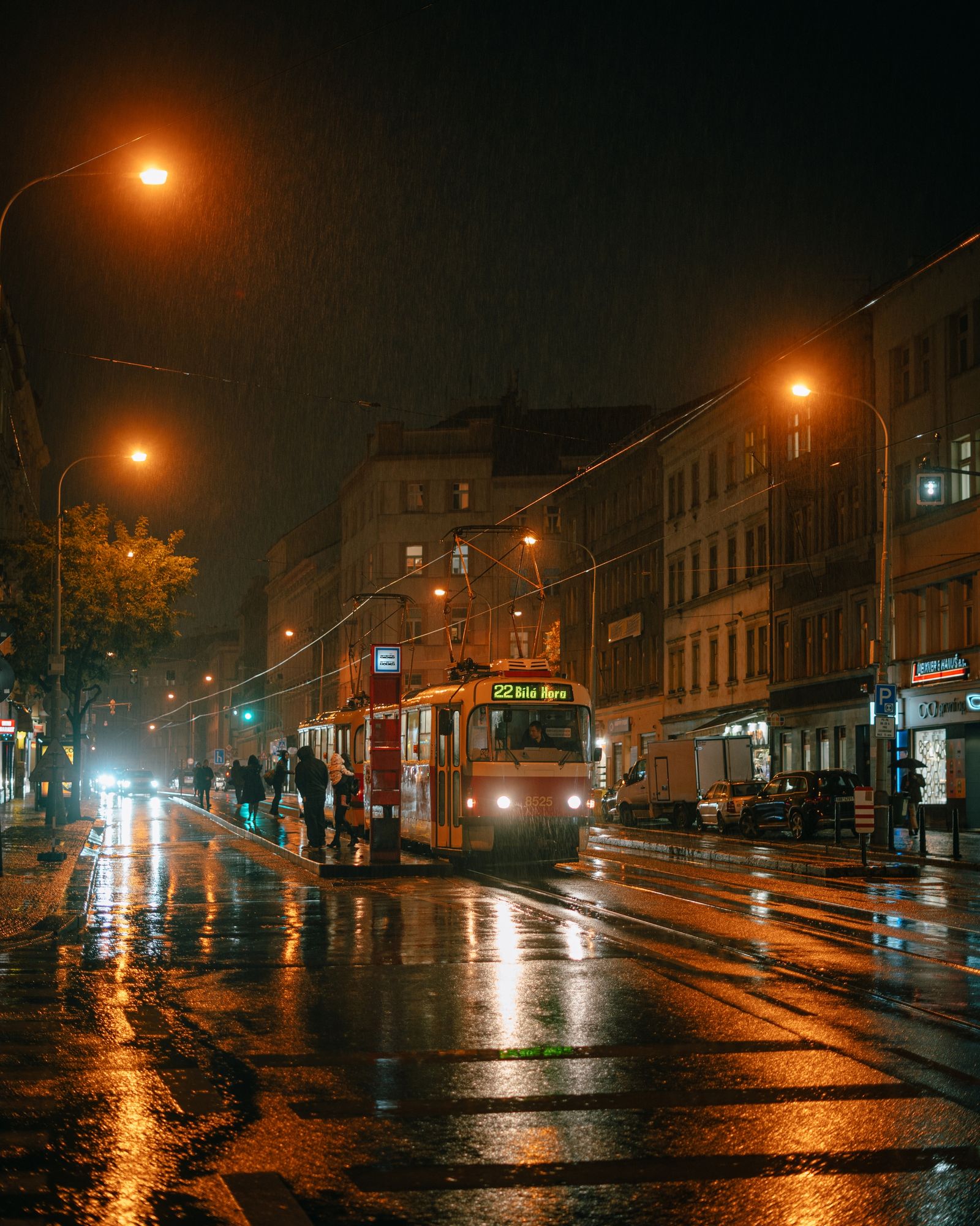 Tram on a Rainy Night, Prague 04