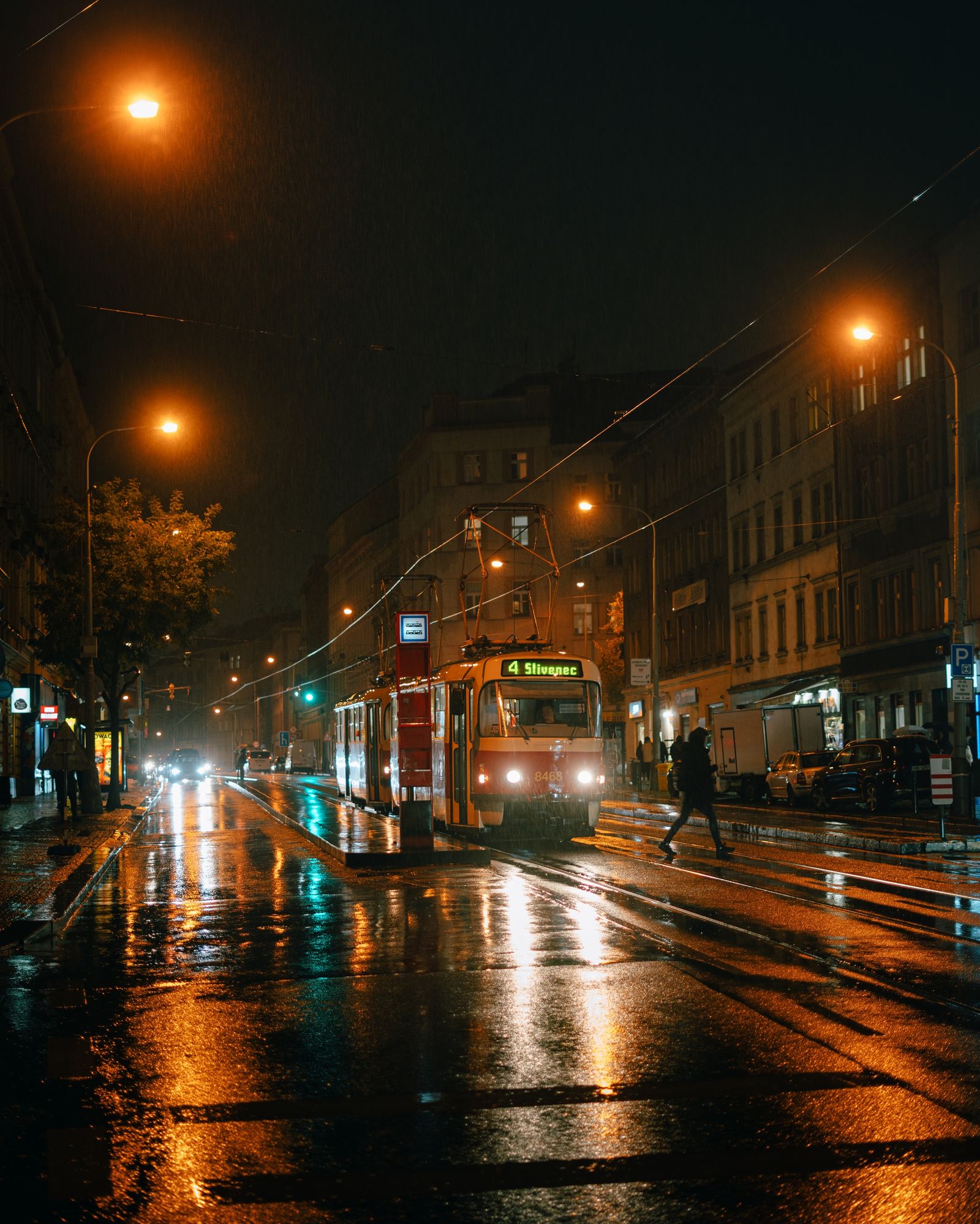 Tram on a Rainy Night, Prague 05