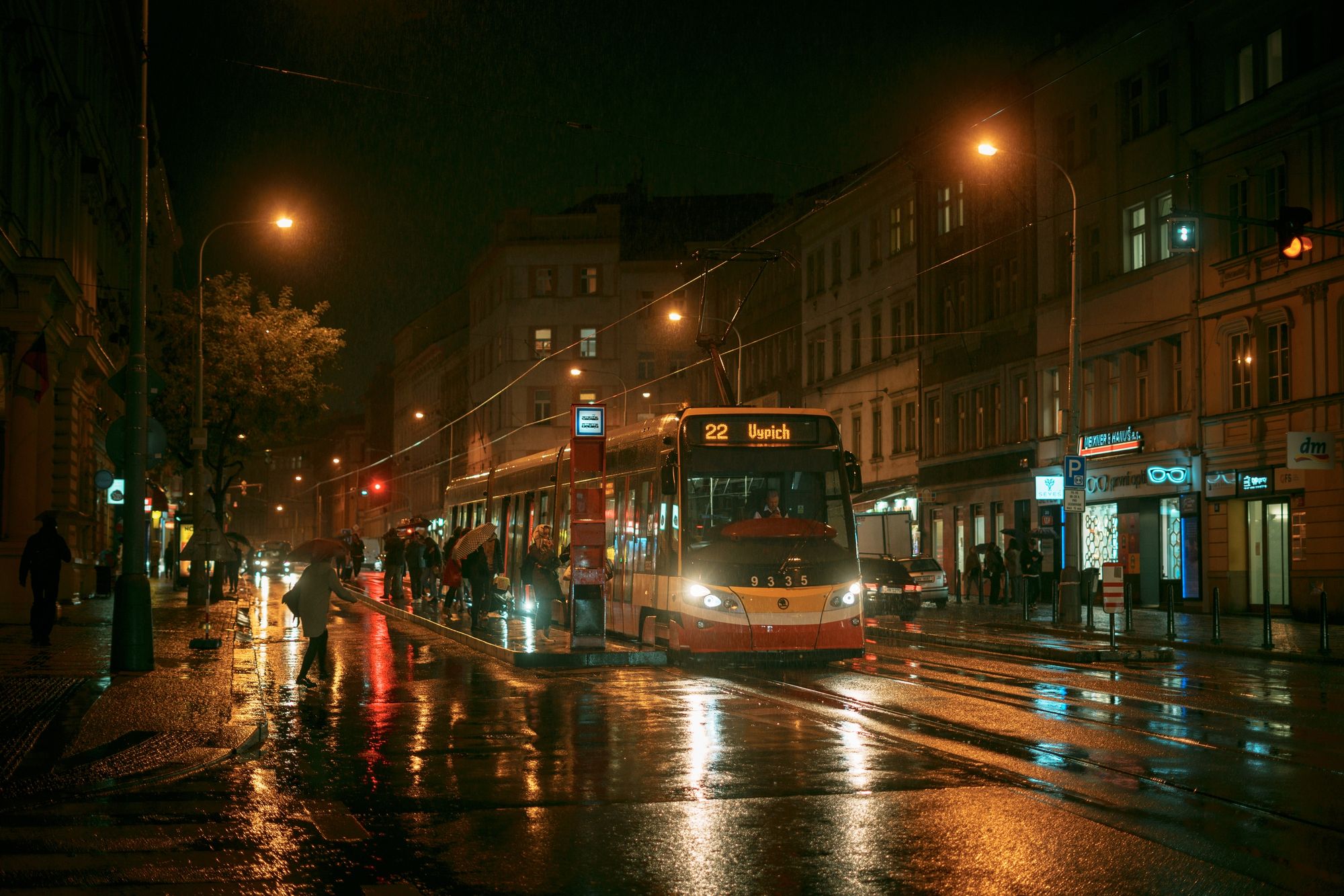 Tram on a Rainy Night, Prague 03
